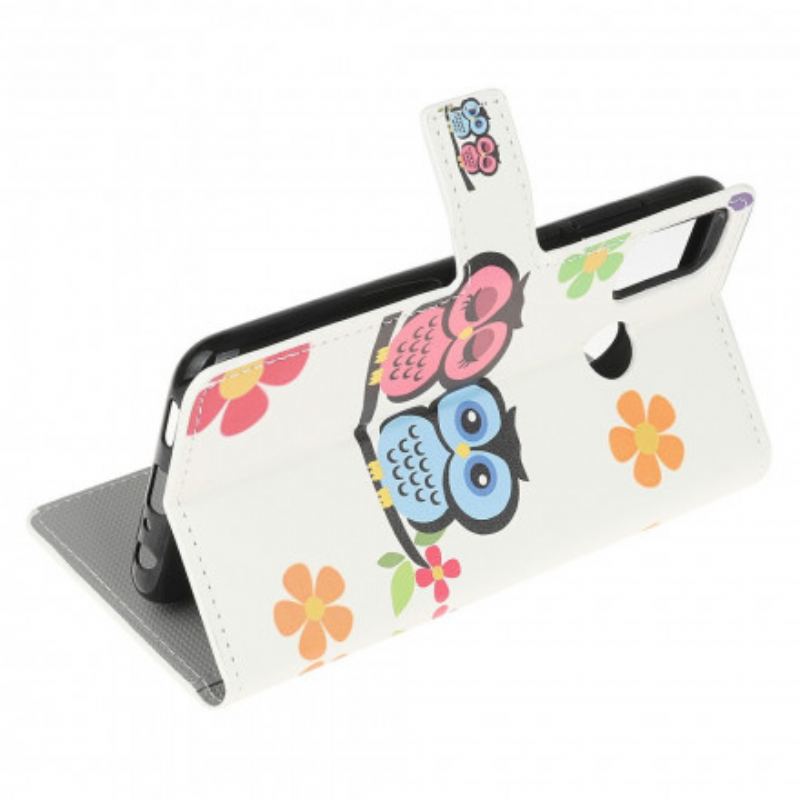 Capa Flip Para Moto G30 / G10 Par De Corujas