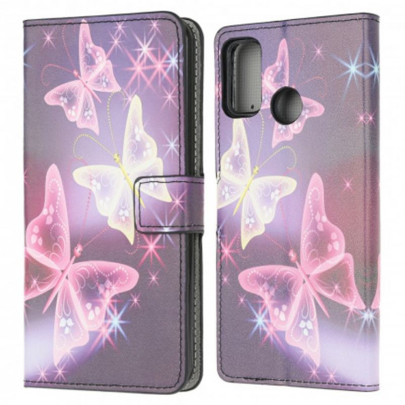 Capa Folio Para Moto G30 / G10 Borboletas E Flores