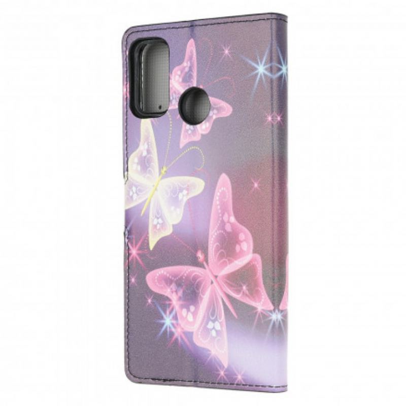 Capa Folio Para Moto G30 / G10 Borboletas E Flores