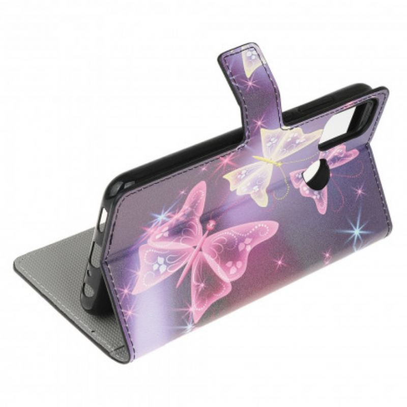 Capa Folio Para Moto G30 / G10 Borboletas E Flores