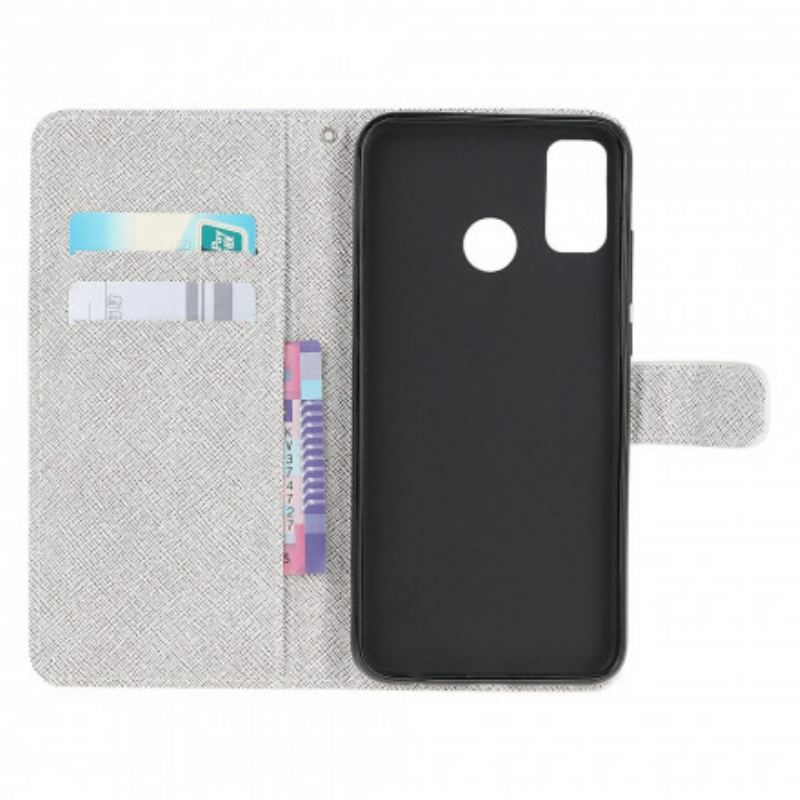 Capa Folio Para Moto G30 / G10 De Cordão Gatos Divertidos Com Alça