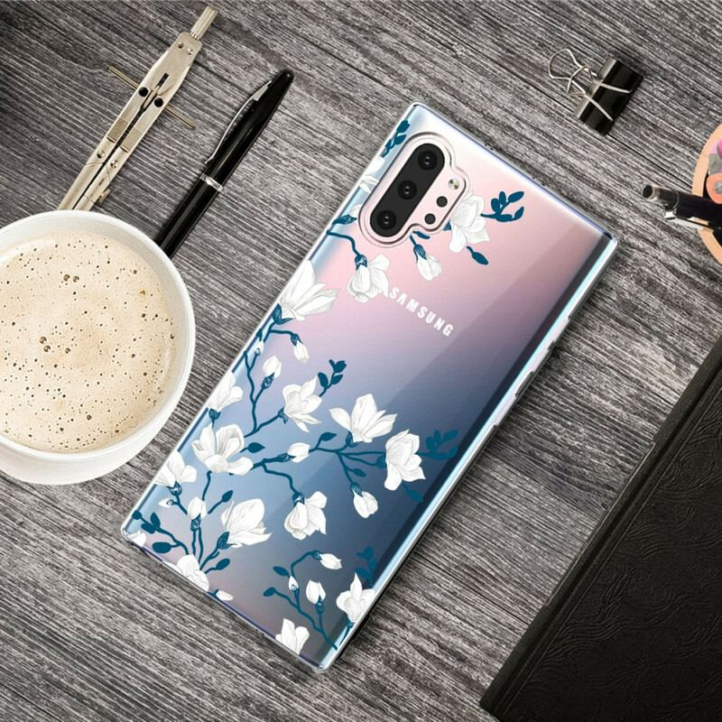 Capa De Celular Para Samsung Galaxy Note 10 Plus Flores Brancas