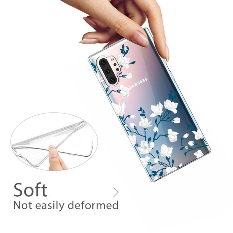 Capa De Celular Para Samsung Galaxy Note 10 Plus Flores Brancas