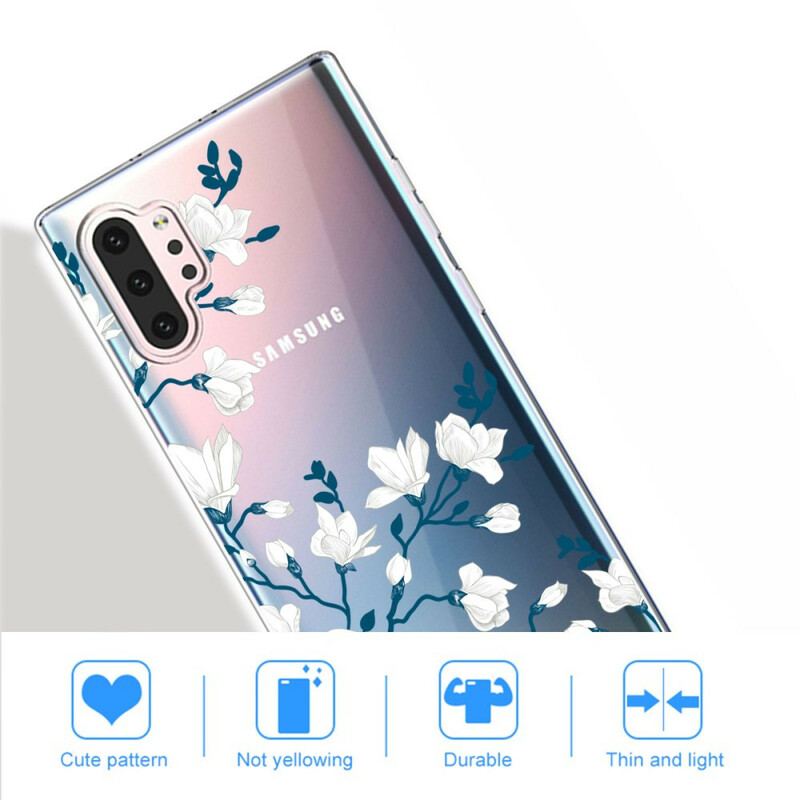 Capa De Celular Para Samsung Galaxy Note 10 Plus Flores Brancas