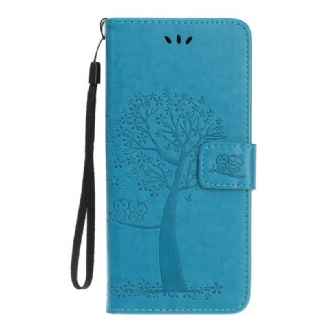 Capa Em Pele Para Samsung Galaxy Note 10 Plus De Cordão Tanga E Corujas