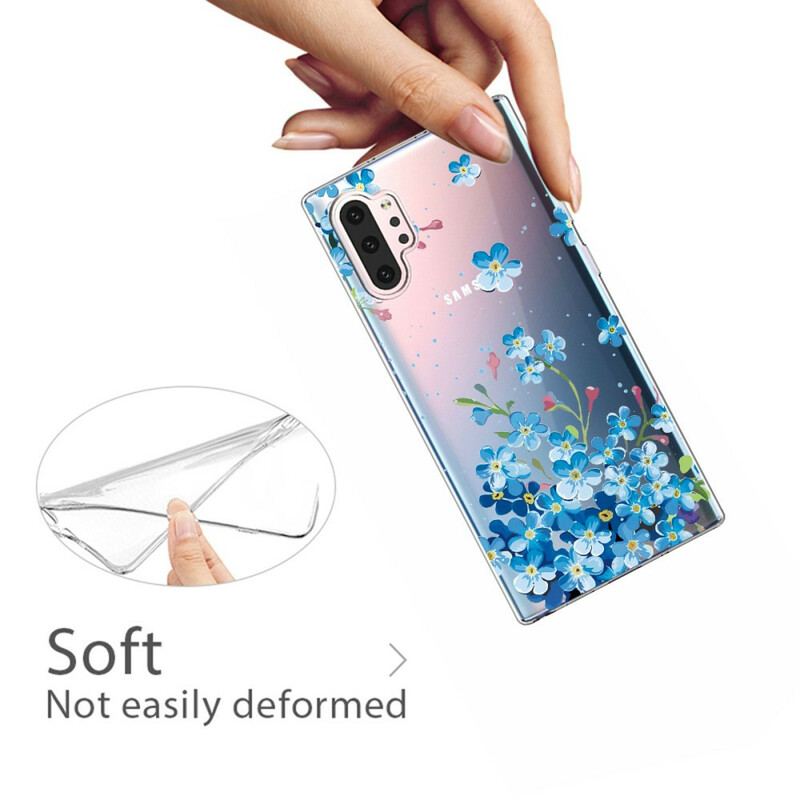 Capa Para Samsung Galaxy Note 10 Plus Flores Azuis