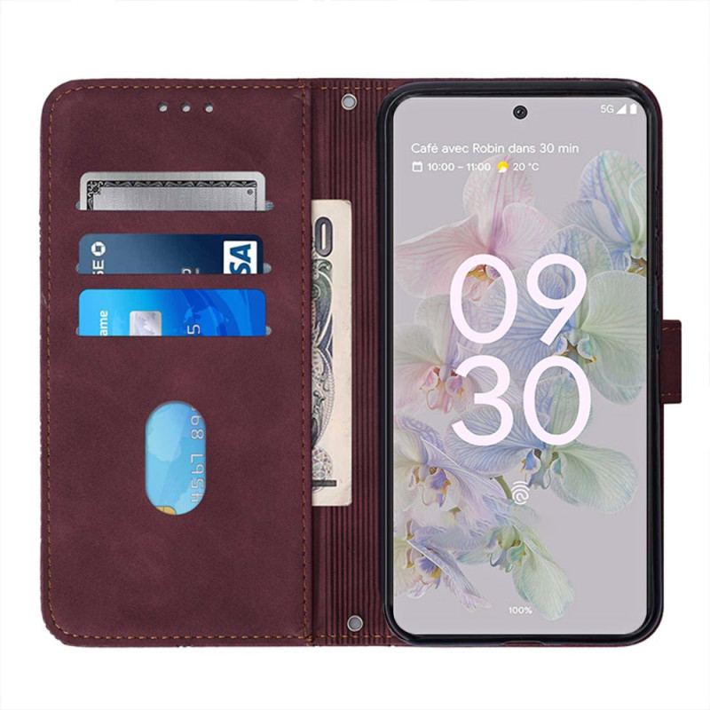 Capa De Couro Para Google Pixel 7 De Cordão Cintas Triângulos