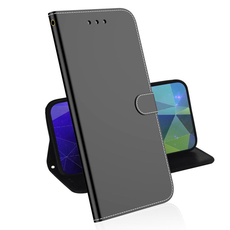 Capa De Couro Para Google Pixel 7 Capa De Espelho De Couro Sintético