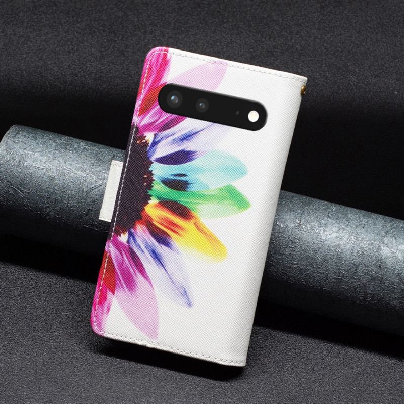 Capa Em Pele Para Google Pixel 7 Capa Tipo Carteira Carteira De Flores