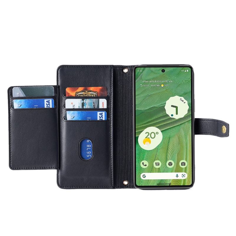 Capa Flip Para Google Pixel 7 Com Alça E Alça De Ombro