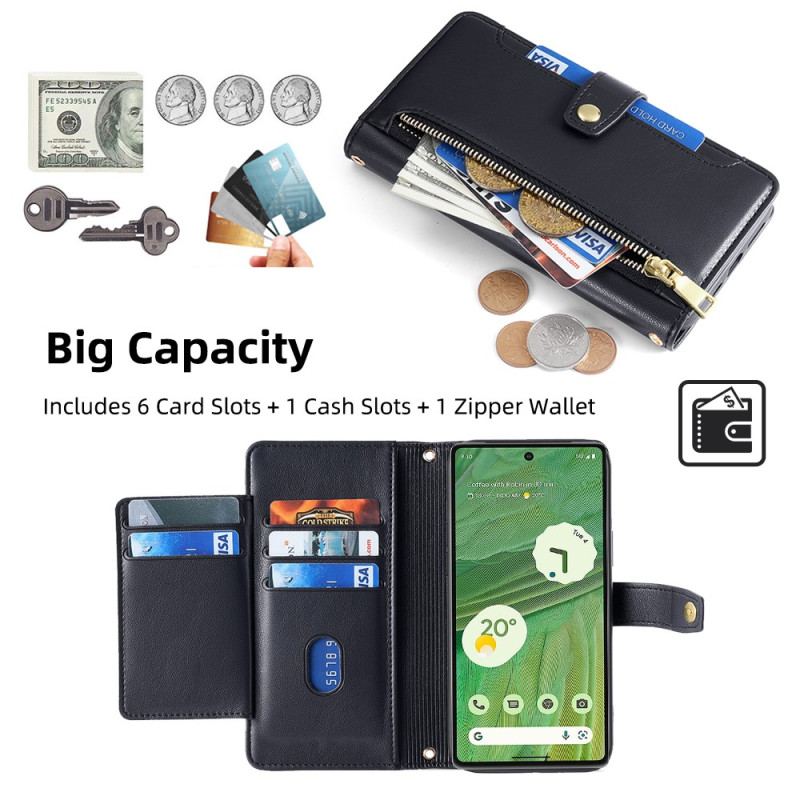 Capa Flip Para Google Pixel 7 Com Alça E Alça De Ombro