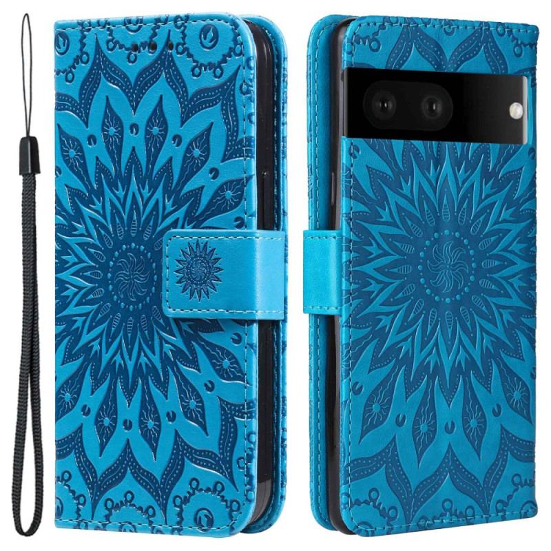 Capa Flip Para Google Pixel 7 Sol Com Cordão
