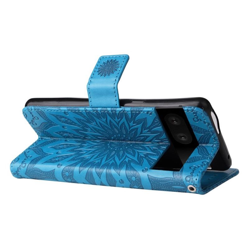Capa Flip Para Google Pixel 7 Sol Com Cordão
