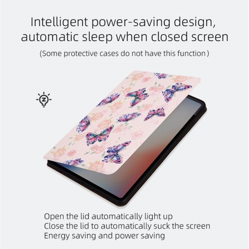 Capa De Couro Para Xiaomi Pad 5 Borboletas Solteiras