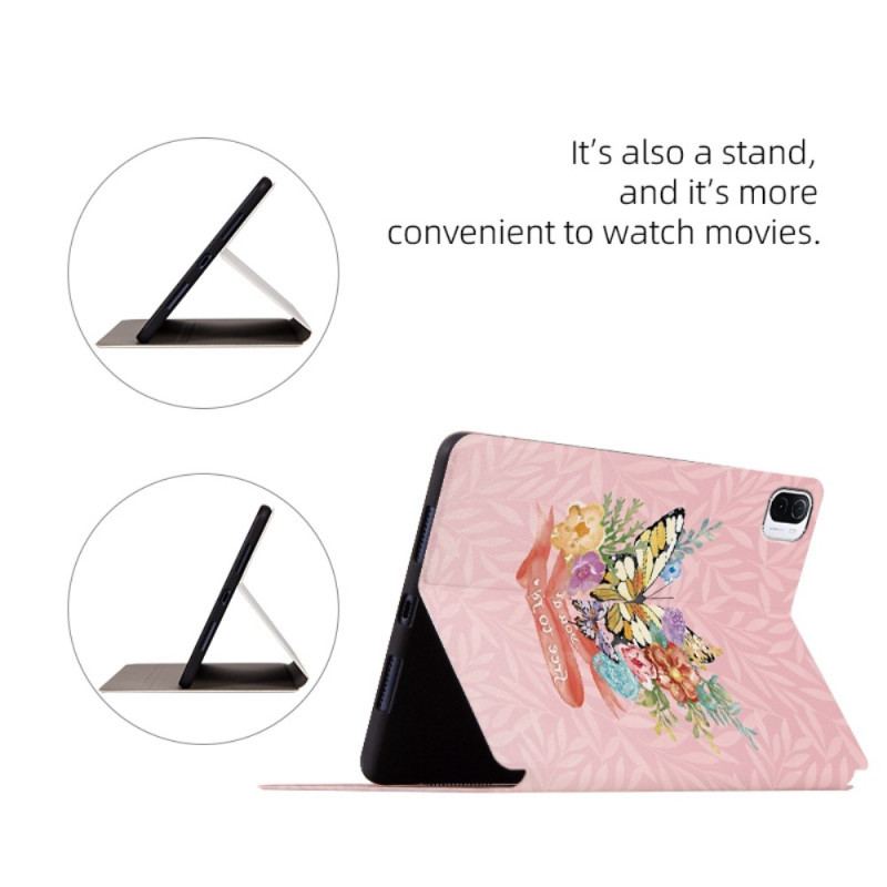 Capa De Couro Para Xiaomi Pad 5 Borboletas Solteiras