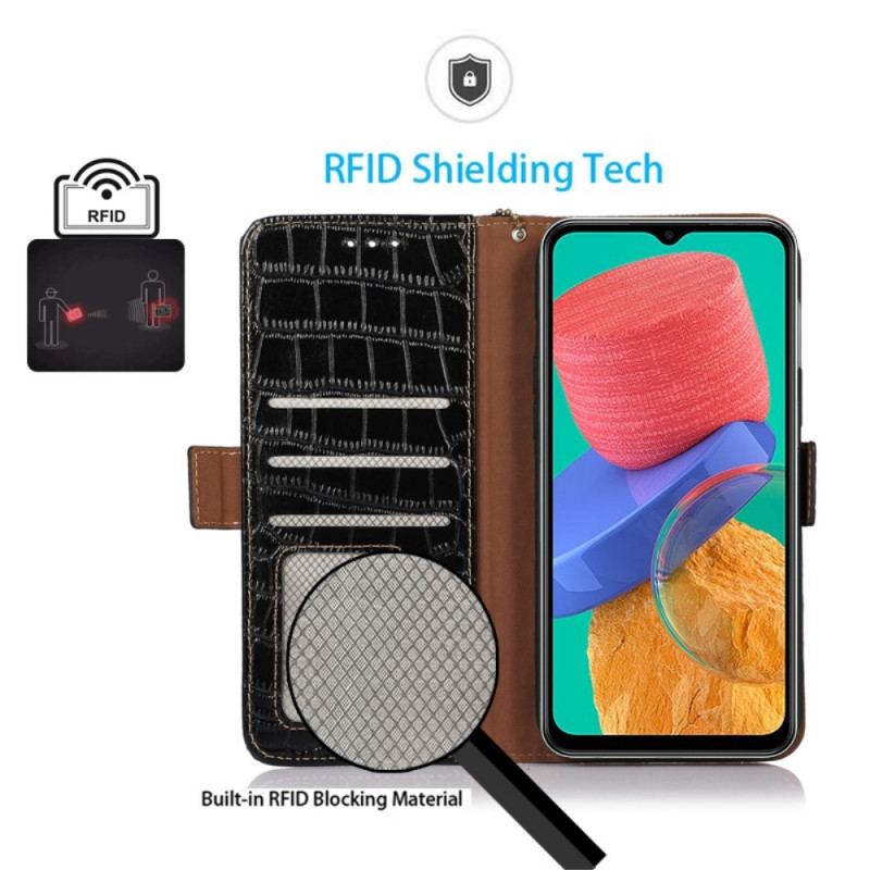 Capa Em Pele Para Samsung Galaxy M33 5G Rfid Estilo Crocodilo