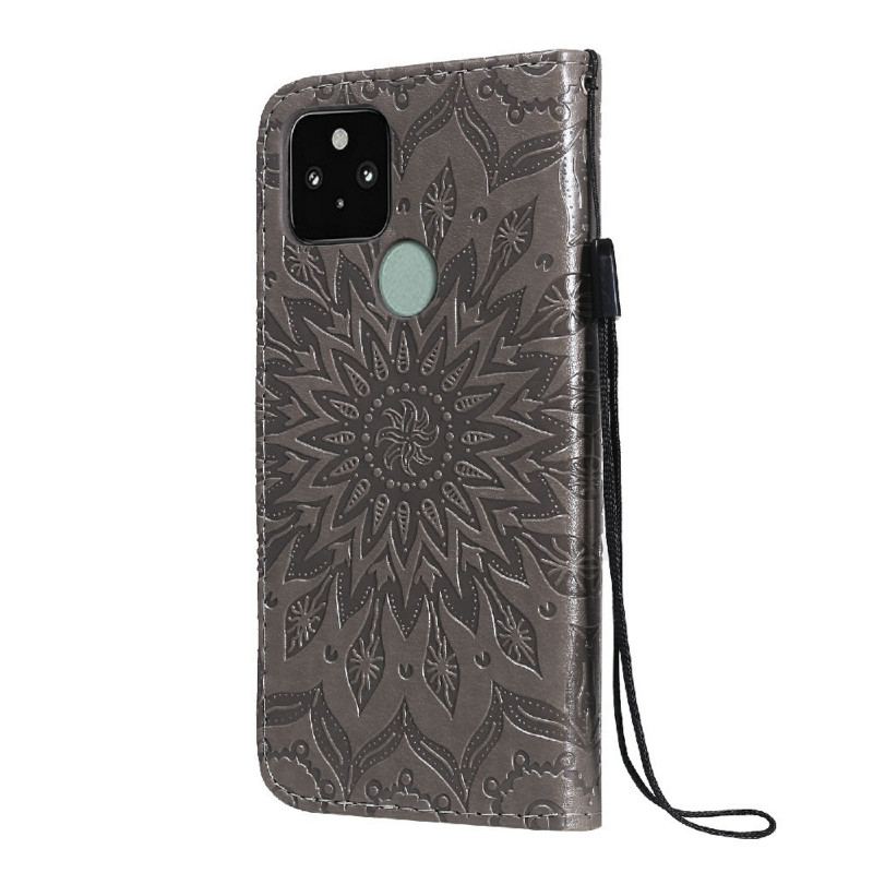 Capa Flip Para Google Pixel 5 Flor Do Sol