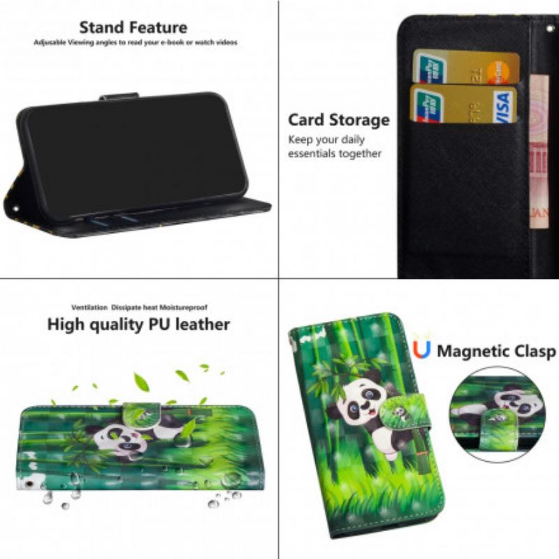 Capa Folio Para Google Pixel 5 Panda E Bambu