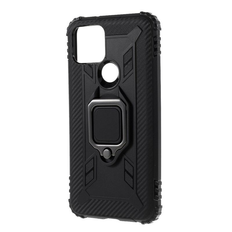 Capa Para Google Pixel 5 Anel E Fibra De Carbono