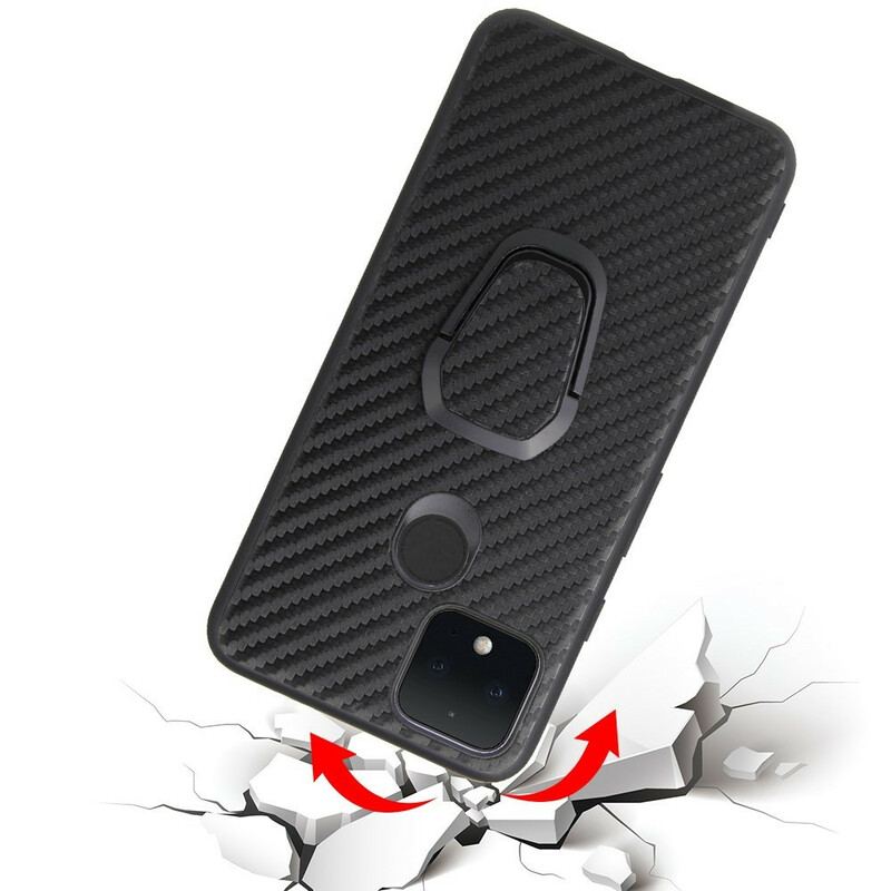 Capa Para Google Pixel 5 Suporte De Anel De Fibra De Carbono