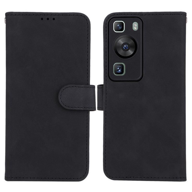 Capa Em Pele Para Huawei P60 Pro De Cordão Couro Sintético Liso Com Alça