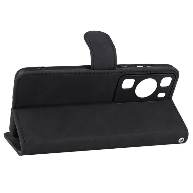 Capa Em Pele Para Huawei P60 Pro De Cordão Couro Sintético Liso Com Alça