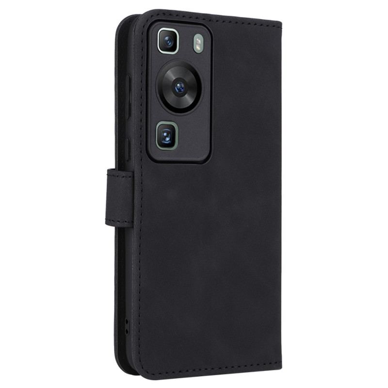Capa Em Pele Para Huawei P60 Pro De Cordão Couro Sintético Liso Com Alça