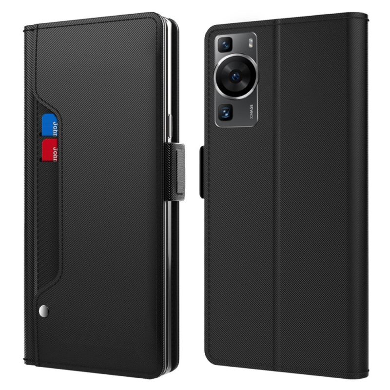 Capa Em Pele Para Huawei P60 Pro Espelho E Porta-cartões Removível