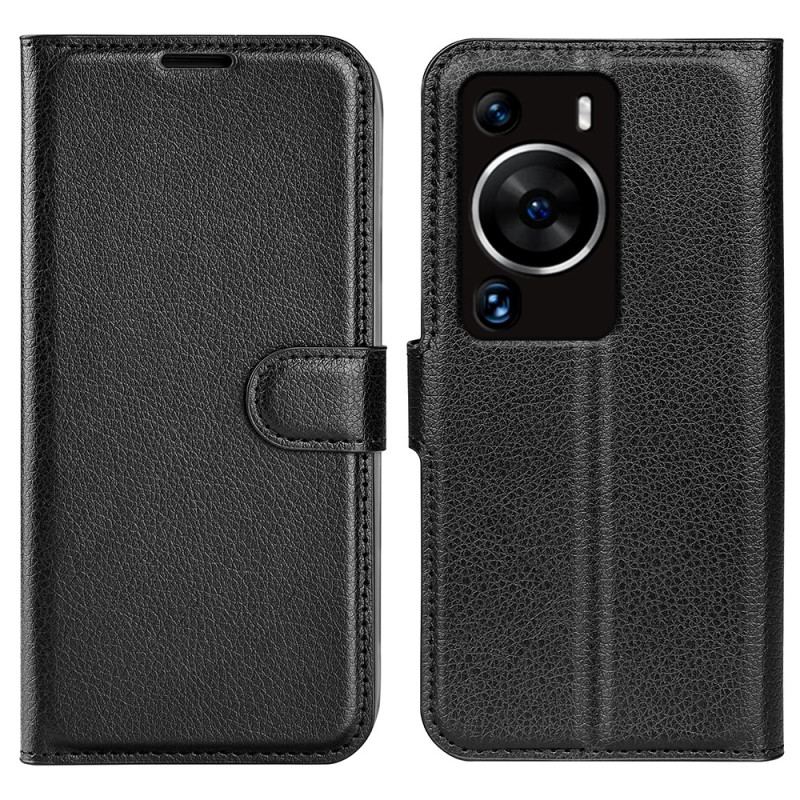 Capa Flip Para Huawei P60 Pro Efeito Couro Lichia
