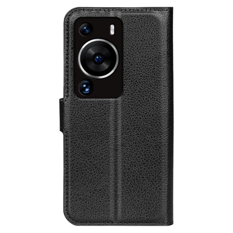 Capa Flip Para Huawei P60 Pro Efeito Couro Lichia