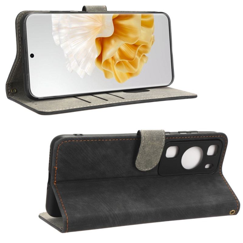 Capa Flip Para Huawei P60 Pro Rfid Clássico Com Cordão