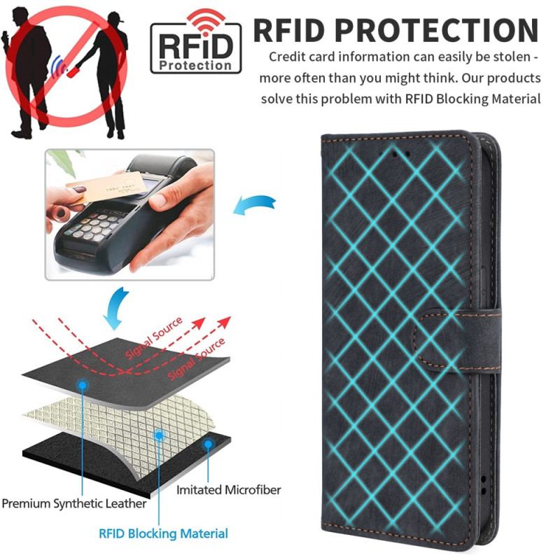 Capa Flip Para Huawei P60 Pro Rfid Clássico Com Cordão