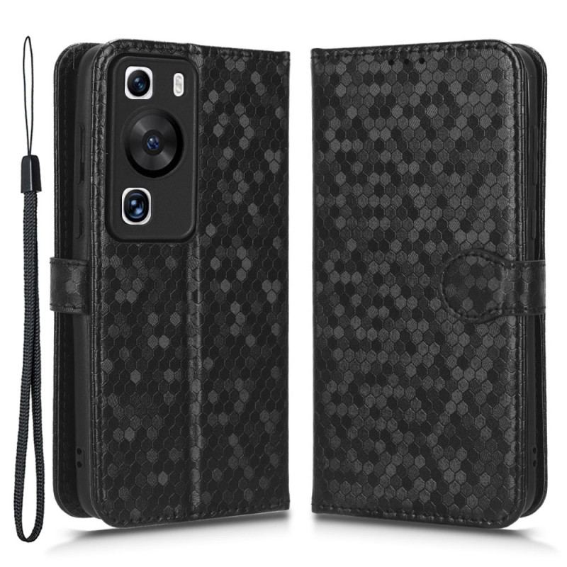Capa Folio Para Huawei P60 Pro De Cordão Padrão 3d Com Alça