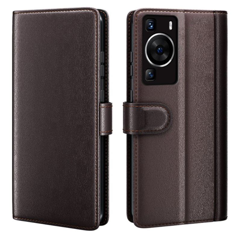 Capa Folio Para Huawei P60 Pro Couro Genuíno