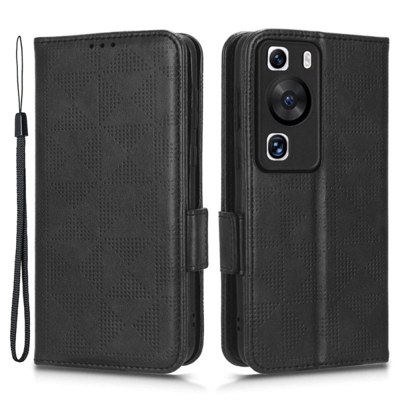 Capa Folio Para Huawei P60 Pro Triângulos Com Alça