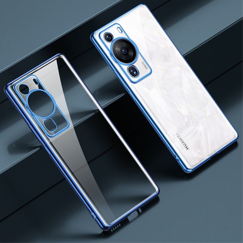 Capa Para Huawei P60 Pro Bordas Estilo Metal Transparente Sulada