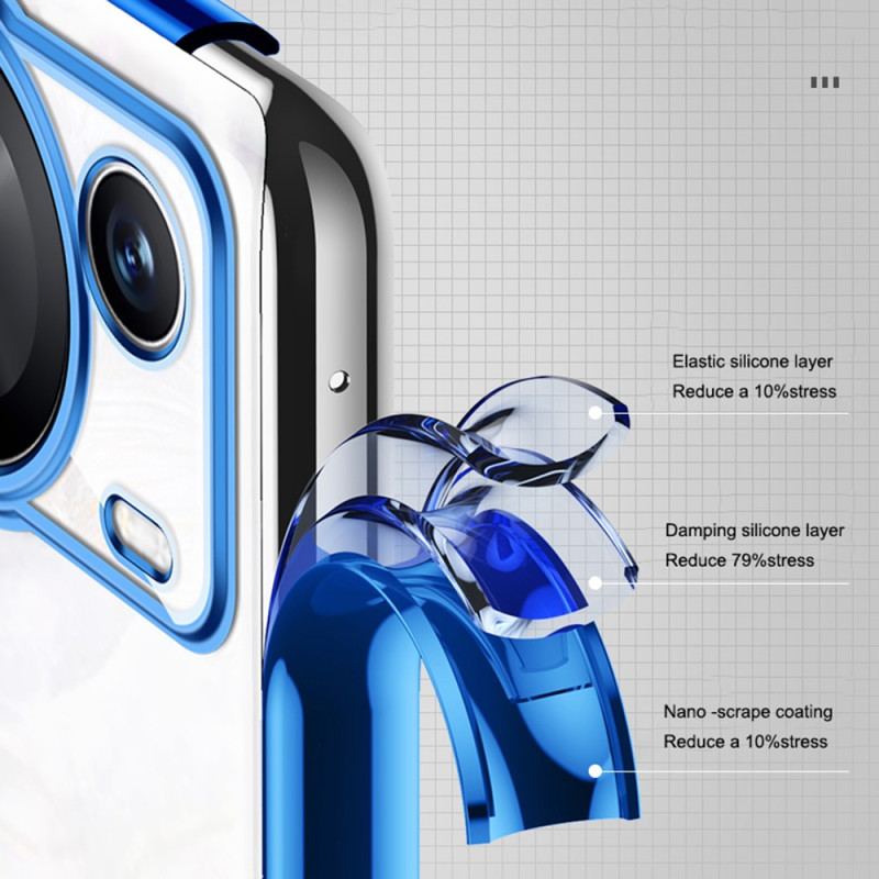 Capa Para Huawei P60 Pro Bordas Estilo Metal Transparente Sulada