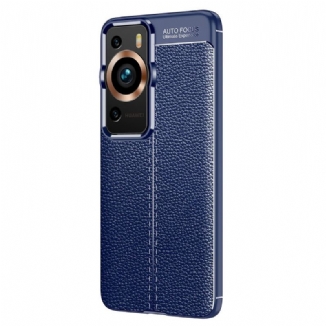 Capa Para Huawei P60 Pro Efeito Couro Lichia Linha Dupla