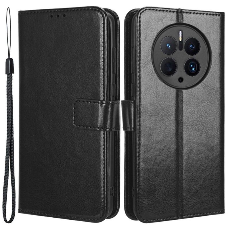 Capa De Couro Para Huawei Mate 50 Pro De Cordão Pulseira De Couro Falso