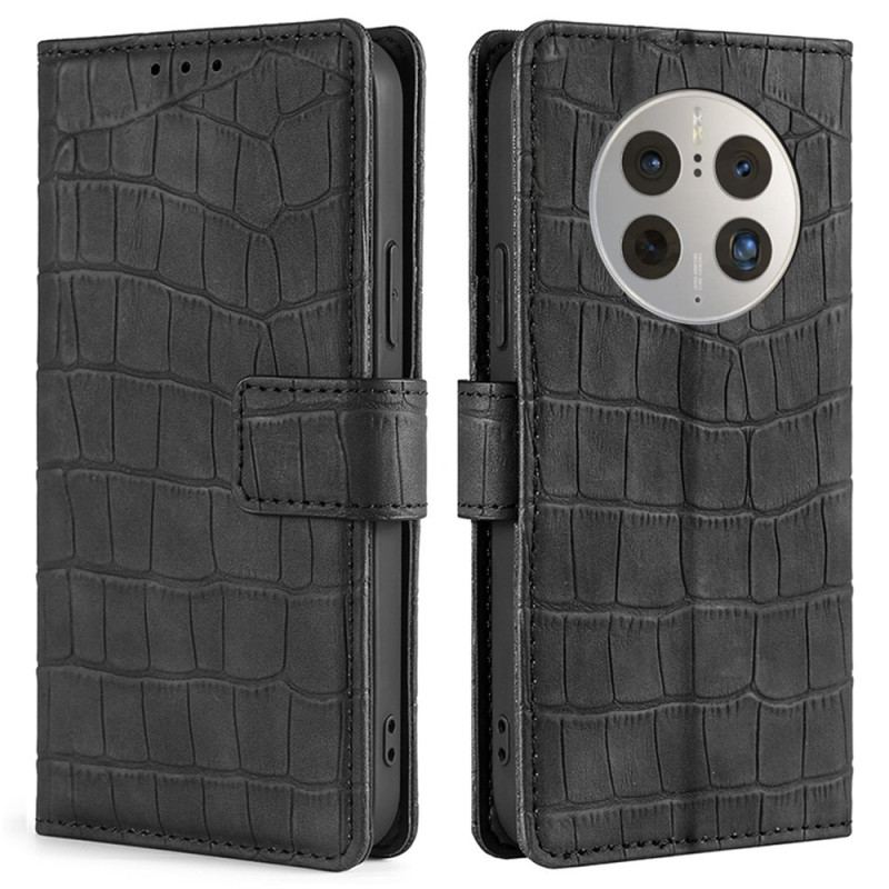 Capa De Couro Para Huawei Mate 50 Pro Crocodilo