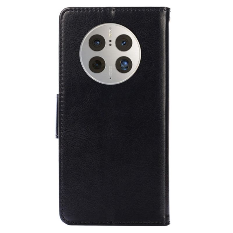 Capa Flip Para Huawei Mate 50 Pro Couro Falso Vintage
