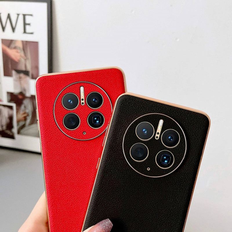 Capa Para Huawei Mate 50 Pro Elegância Em Couro Genuíno