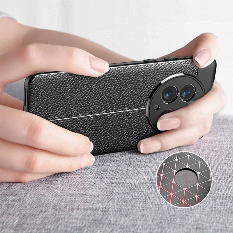 Capa Para Huawei Mate 50 Pro Linha Dupla Efeito Couro Litchi