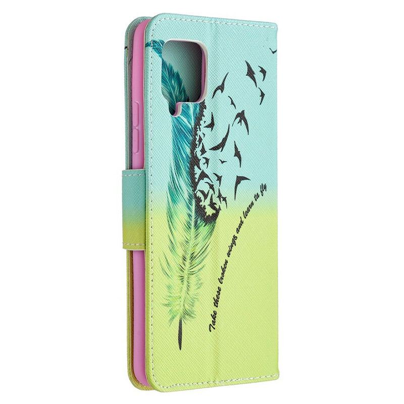 Capa De Couro Para Samsung Galaxy A42 5G Aprender A Voar