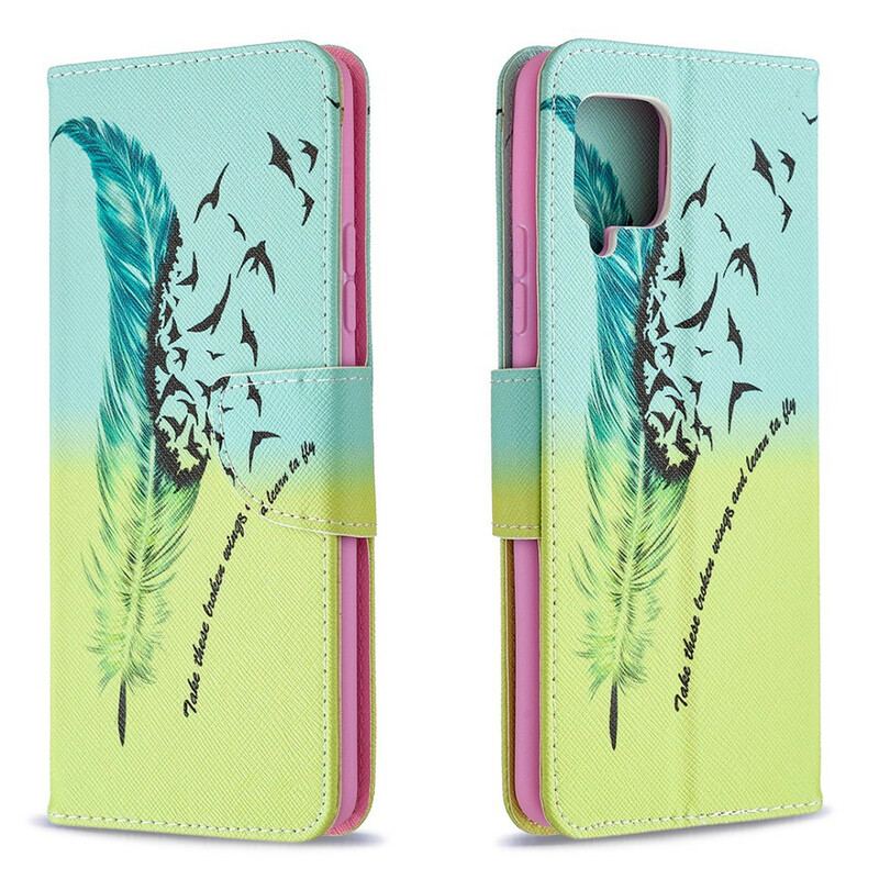 Capa De Couro Para Samsung Galaxy A42 5G Aprender A Voar