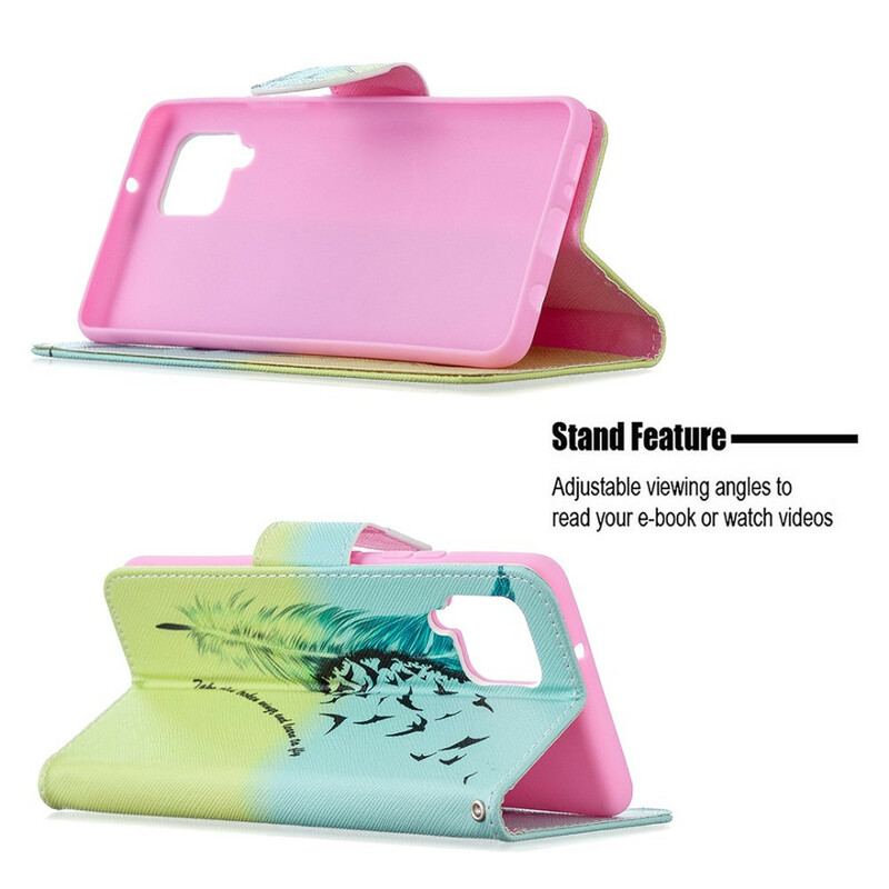 Capa De Couro Para Samsung Galaxy A42 5G Aprender A Voar