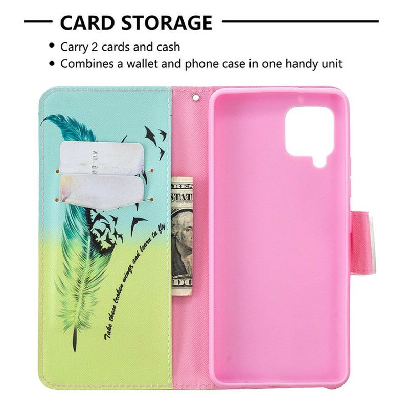 Capa De Couro Para Samsung Galaxy A42 5G Aprender A Voar
