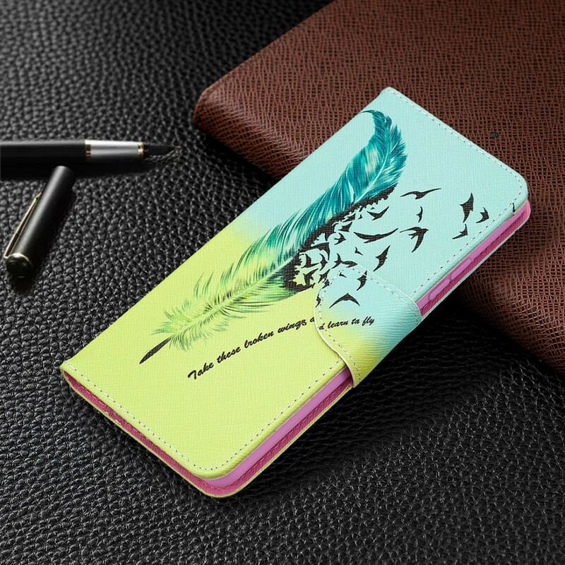 Capa De Couro Para Samsung Galaxy A42 5G Aprender A Voar