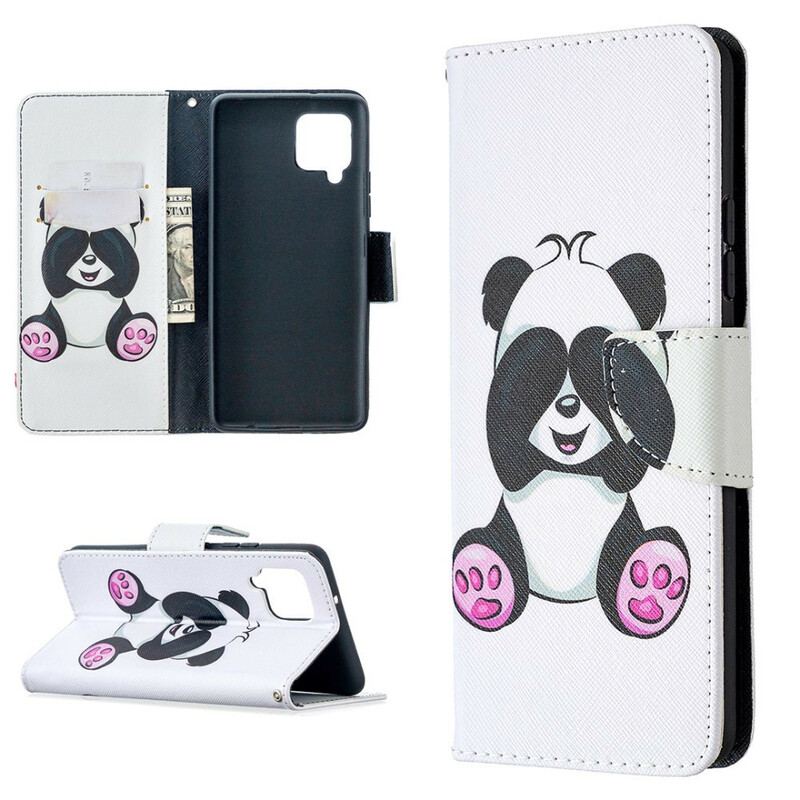 Capa De Couro Para Samsung Galaxy A42 5G Panda Divertido