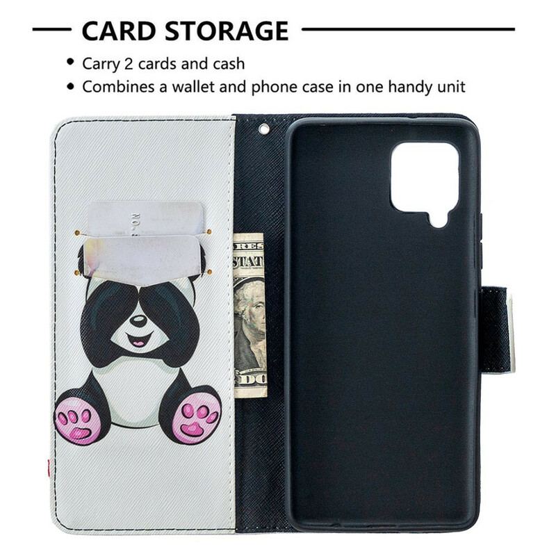 Capa De Couro Para Samsung Galaxy A42 5G Panda Divertido